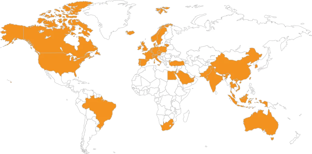 World map showing the regions where Joris Beerda's work has had impact