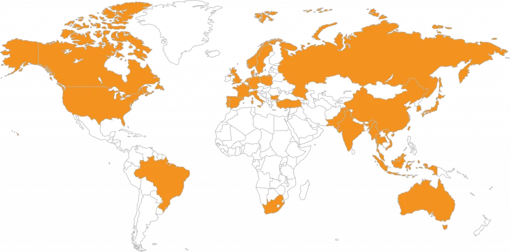 World map showing the regions where Yu-kai Chou's work has had impact