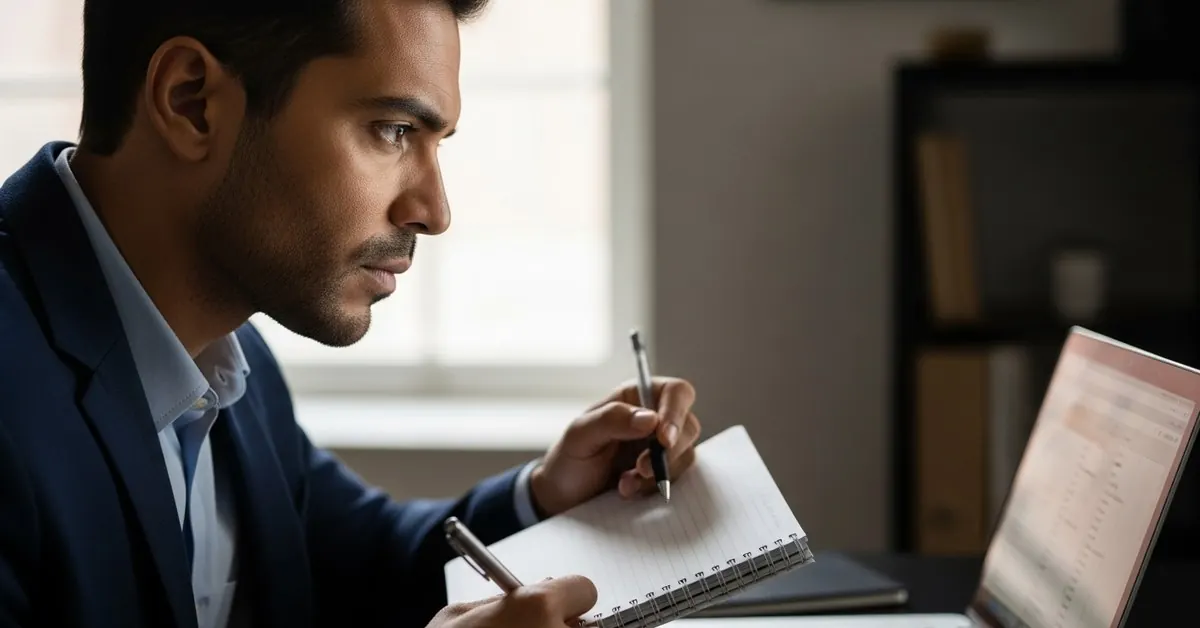 A professional taking notes during a training session